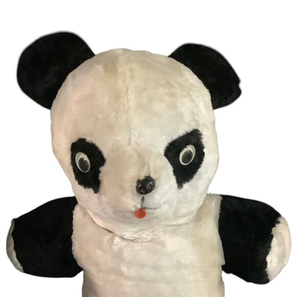 Vtg Plush Panda Bear Stuffed Toy 27” Tall Black White Large Cuddly Soft Animal - Picture 2 of 5